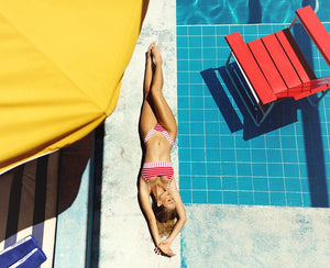 Beach Bunny Swimwear 'Emerson' Bralette Bikini Top in Red Stripe Rib