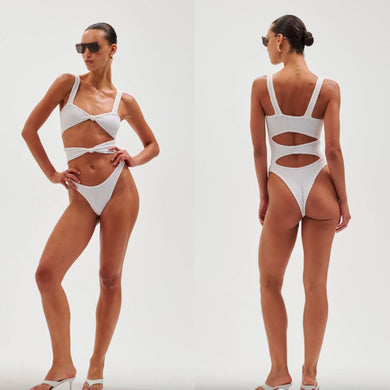 Reina Olga Ronny Kobo x Reina Olga CORSET KNOT One Piece - White - One Size - Italian Made – PerfectKini