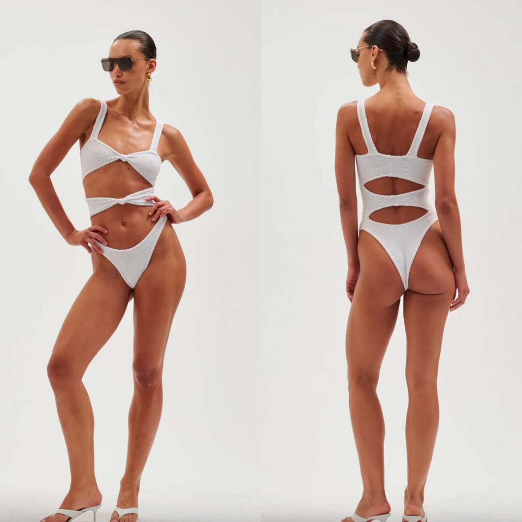 Reina Olga Ronny Kobo x Reina Olga CORSET KNOT One Piece - White - One Size - Italian Made – PerfectKini