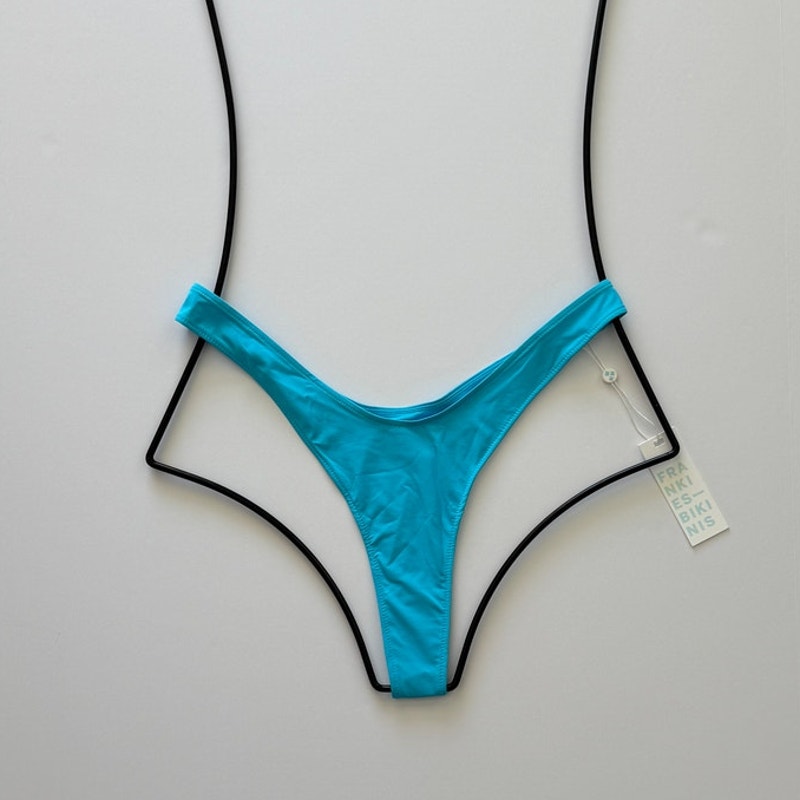 Frankies Bikinis Full Moon Micro Bikini Bottom – Morning Blue | Front view