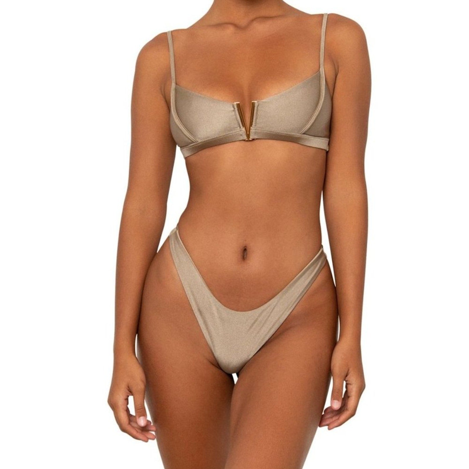 FAE Swim Herbert Bikini Top - Toffee | Front view