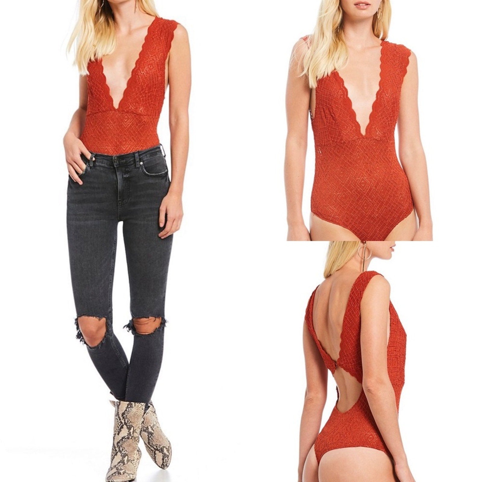Free People Everyday Okay Lace Thong Bodysuit