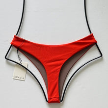 Acacia Swimwear Brazil ribbed bikini bottom persimmon orange – flat lay back view