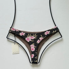 Back flat lay of Acacia Swimwear Brazil Bikini Bottom in Floret print with cheeky cut and floral design.