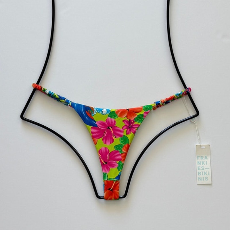 Frankies Bikinis Hope Floral Skimpy Bikini Bottom - Neon Surfer | Front view