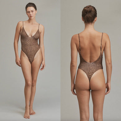 Acacia Swimwear Acacia Bodywear Tavira Lining Bodysuit - Neutral Mares - V-Neck - Minimal Coverage - Size Large – PerfectKini