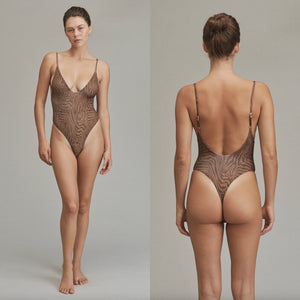 Acacia Swimwear Acacia Bodywear Tavira Lining Bodysuit - Neutral Mares - V-Neck - Minimal Coverage - Size Large – PerfectKini