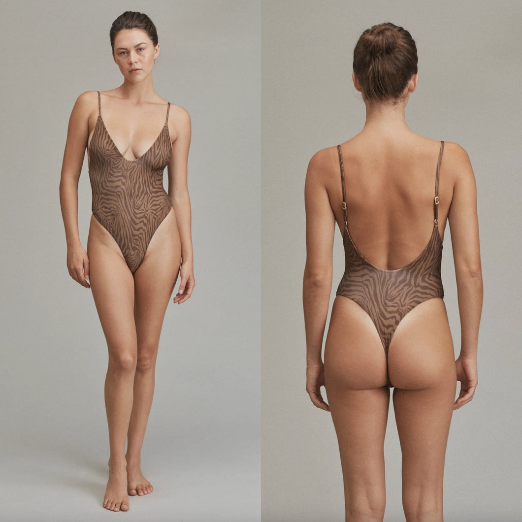 Acacia Swimwear Acacia Bodywear Tavira Lining Bodysuit - Neutral Mares - V-Neck - Minimal Coverage - Size Large – PerfectKini