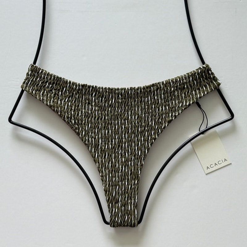 Acacia Swimwear Brazil Smocked Bikini Bottom - Hinahina | Front view