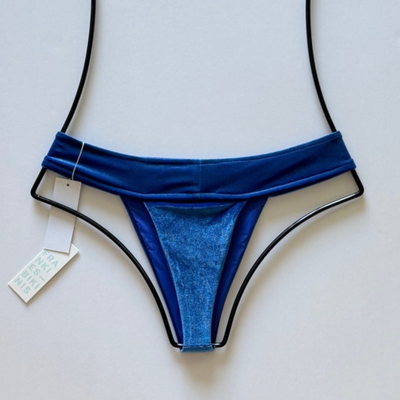 Frankies Bikinis Phoebe Velvet Thong Bikini Bottom - Pacific | Alternate view