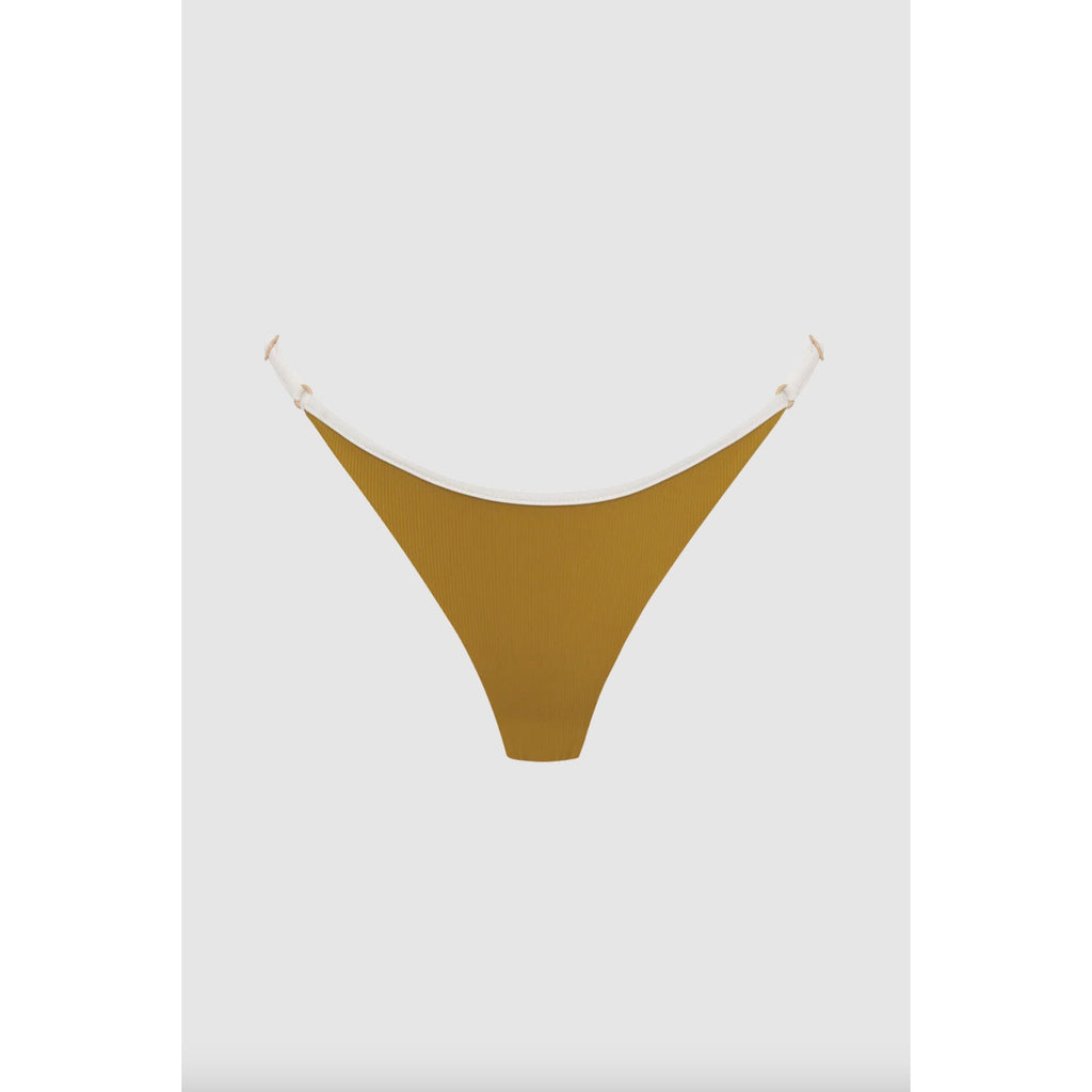 Acacia Swimwear Neema Piped Ribbed Bikini Bottom - Miso | Alternate view
