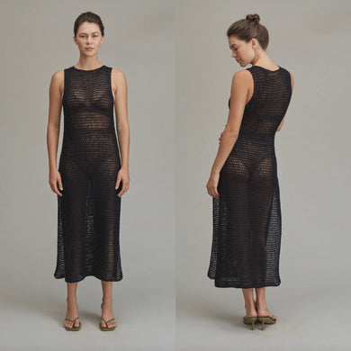 Acacia Swimwear Acacia Swimwear Sybil Crochet Dress - Black - Recycled Cotton Midi - Large - NWT – PerfectKini