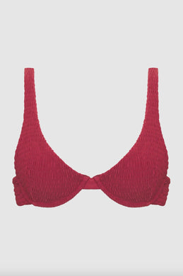 Acacia Swimwear Acacia Swimwear GENEVA Smocked Bikini Top - Berry -  Underwire - XL - NWT – PerfectKini