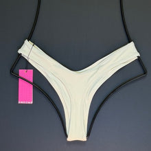 Back view of OneOne Swimwear Heidi Skimpy Bottom in ivory ribbed, showing skimpy coverage cut