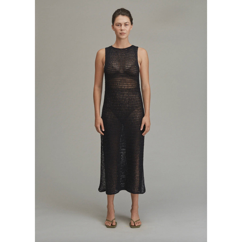 Acacia Swimwear Sybil Crochet Dress - Licorice | Front view