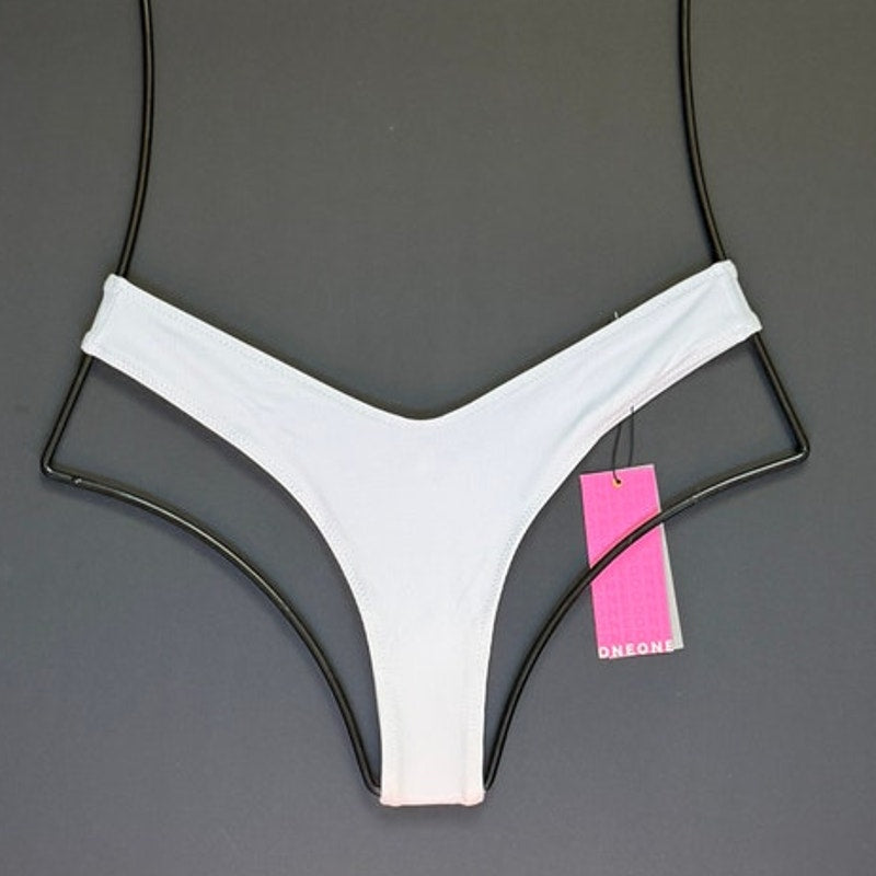 OneOne Swimwear Heidi Cheeky Bikini Bottom – White Ribbed