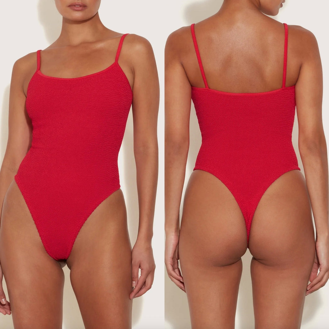 Hunza G Hunza G PETRA One-Piece Swimsuit - Red - Minimal Coverage Bottom - One Size – PerfectKini