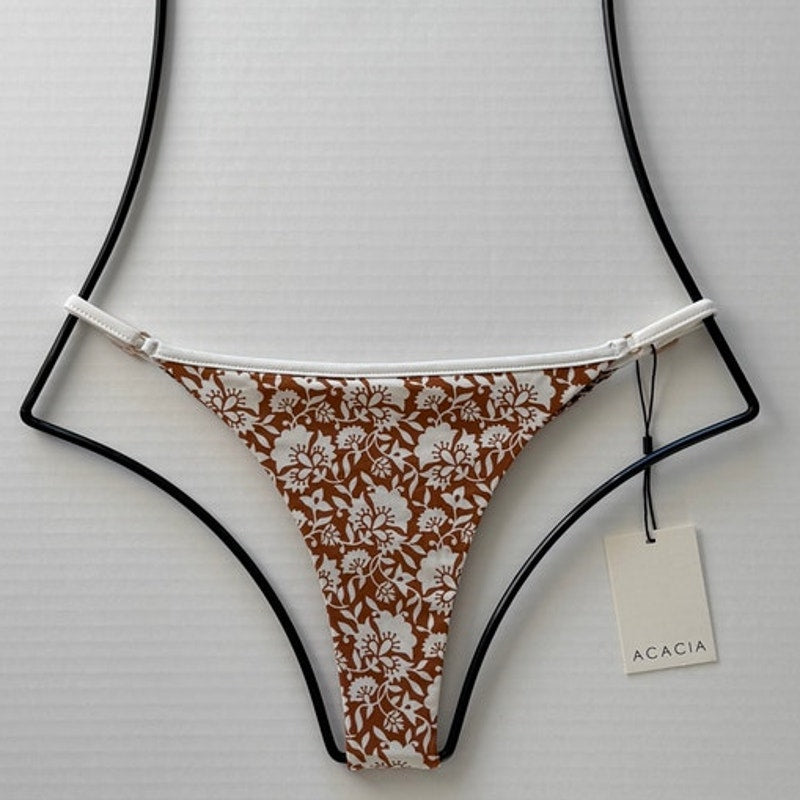Acacia Swimwear Acacia Swimwear NEEMA Piped Bikini Bottom - Autumn - Minimal Coverage - Adjustable Sides – PerfectKini