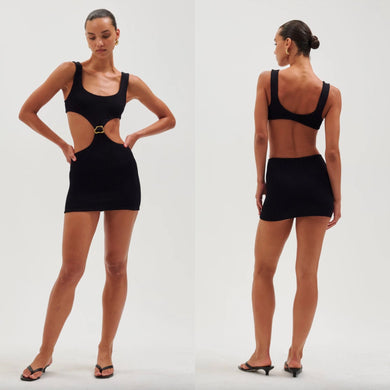 Reina Olga Reina Olga x Ronny Kobo AUGUSTA Dress - Black Crinkle - One Size - NWT – PerfectKini