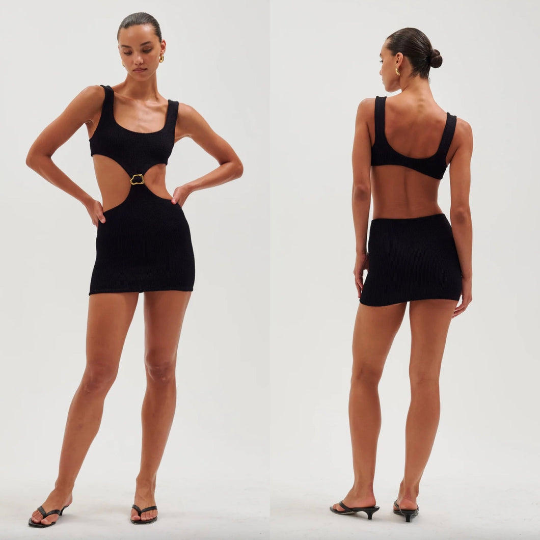 Reina Olga Reina Olga x Ronny Kobo AUGUSTA Dress - Black Crinkle - One Size - NWT – PerfectKini