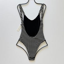 Vitamin A Swimwear Leah One Piece  - Marin Stripe Black Ribbed