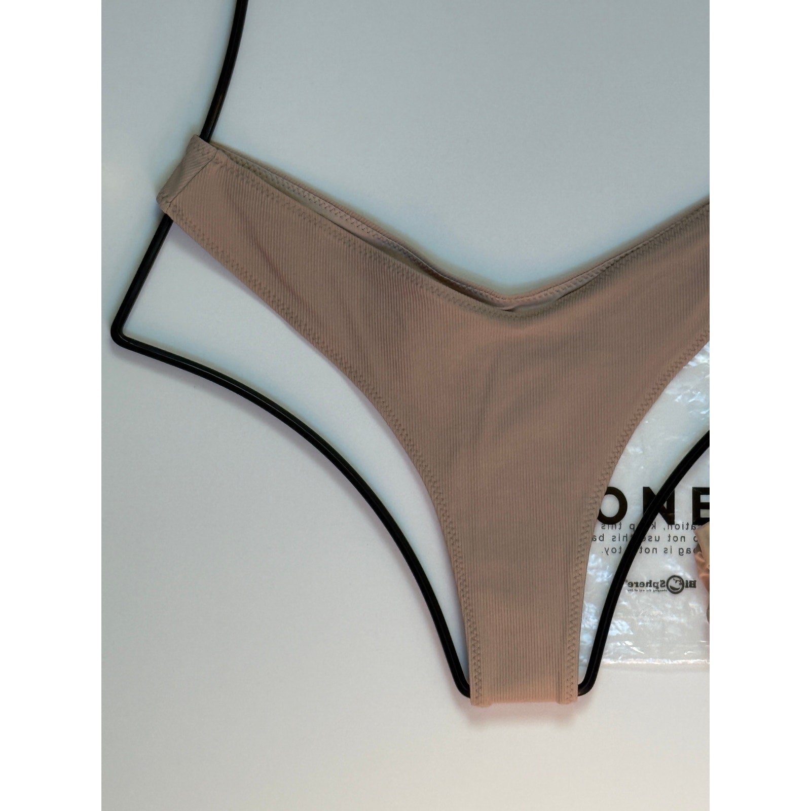 OneOne Swimwear Heidi Skimpy Bikini Bottom – Sand Ribbed | Back view