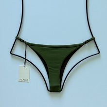 Acacia Swimwear Neema Ribbed Bikini Bottom in Basil green, back view flat lay