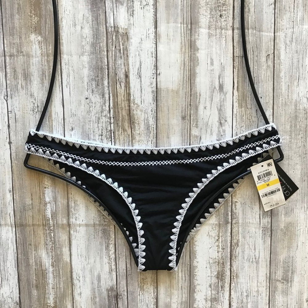 Bar III Bar III Black Contrast STITCHES Bikini Bottom – PerfectKini