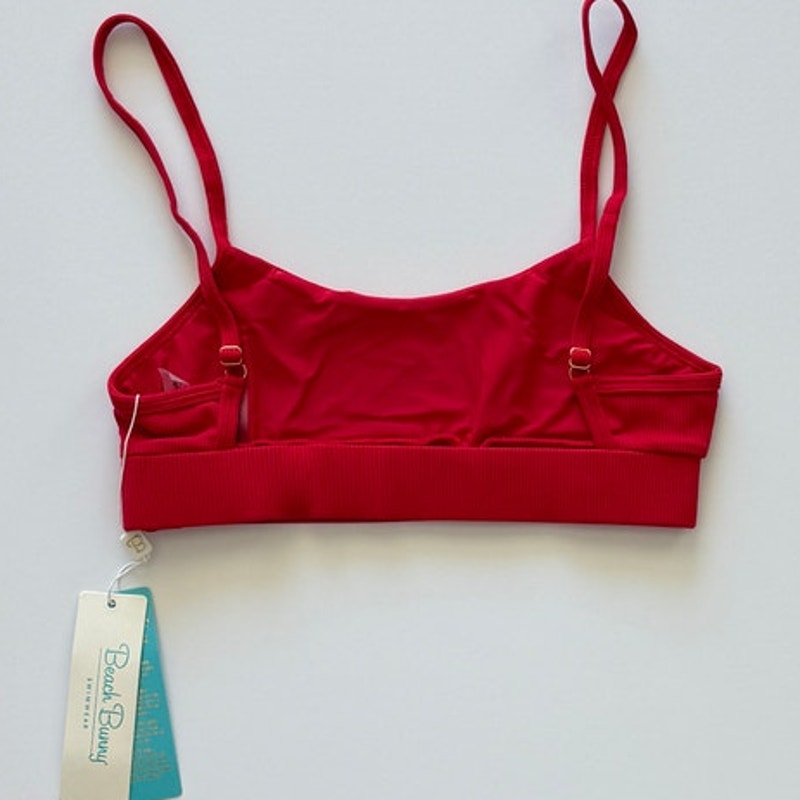 Beach Bunny Swimwear Rib Tide Bralette Bikini Top - Red | Alternate view