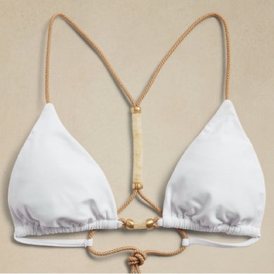 Vix ViX Swimwear by Paula Hermanny Solid BROOKE T Back Bikini Top -  White - Size L – PerfectKini
