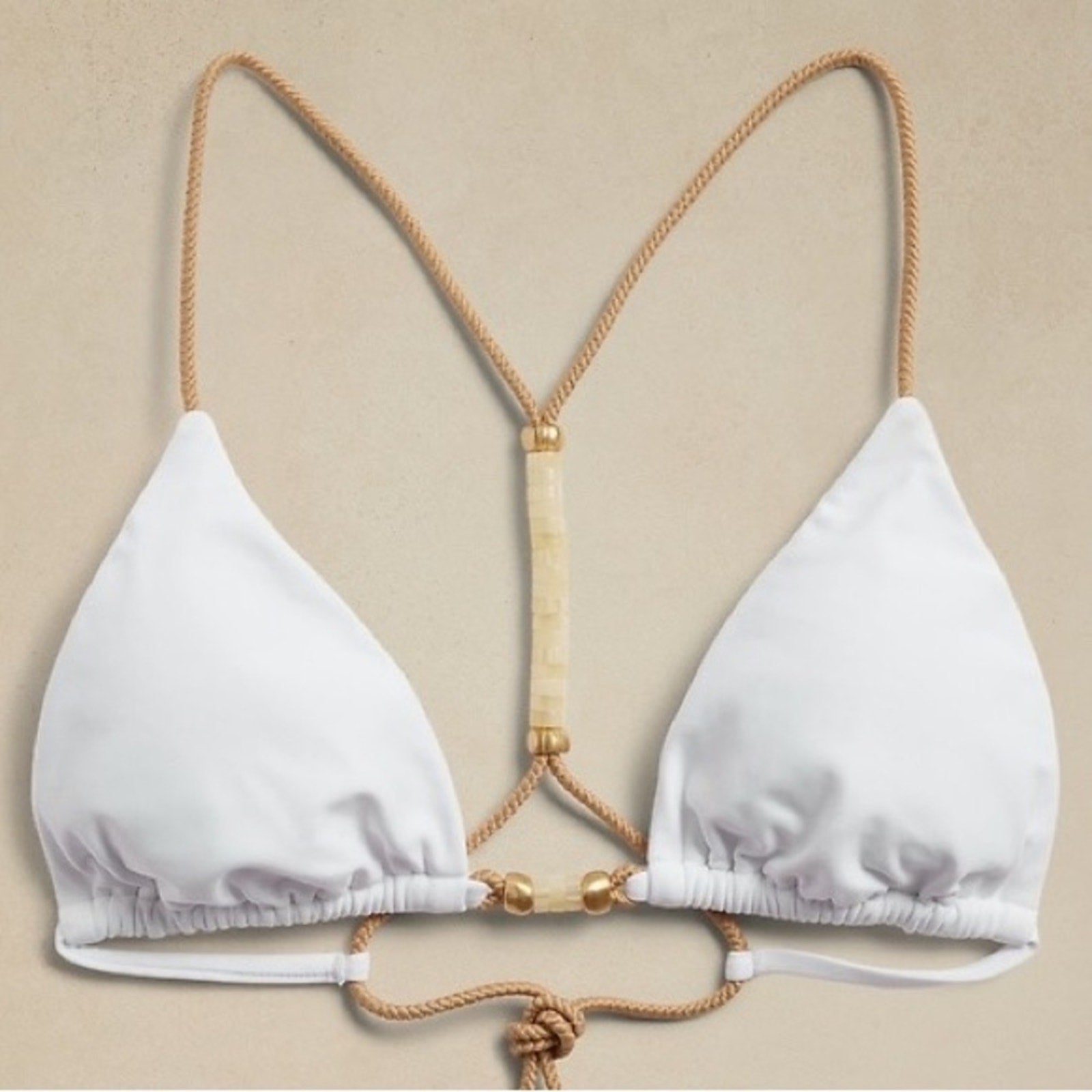 ViX Paula Hermanny ViX Swimwear Solid Brooke T Back Bikini Top in White | Front view