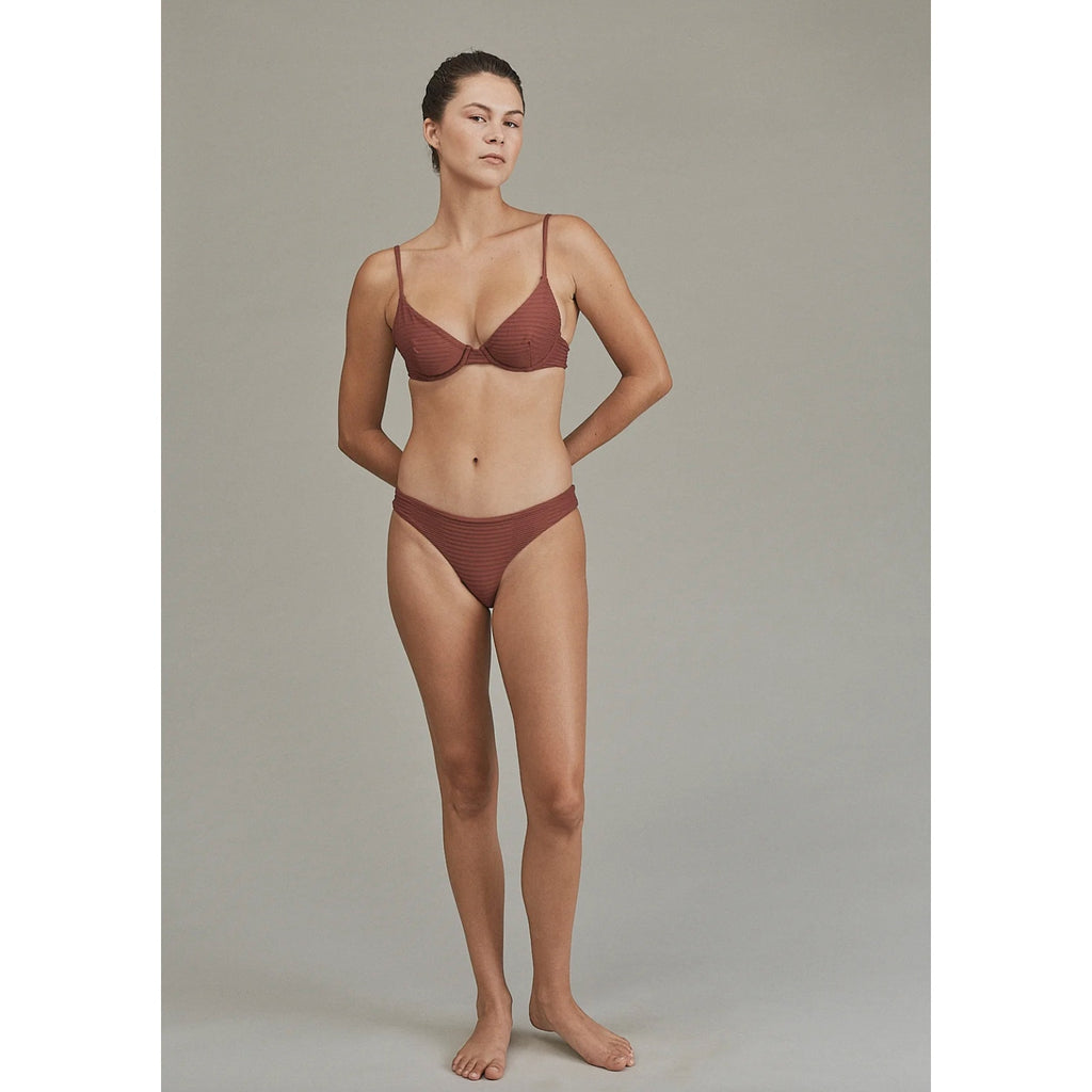 Acacia Swimwear Manhattan Dual Ribbed Bikini Top - Rouge | Front view