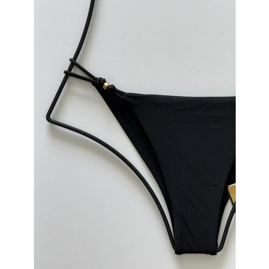 ViX Paula Hermanny ViX Swimwear Gi Detail Cheeky Bikini Bottom - Black | Back view