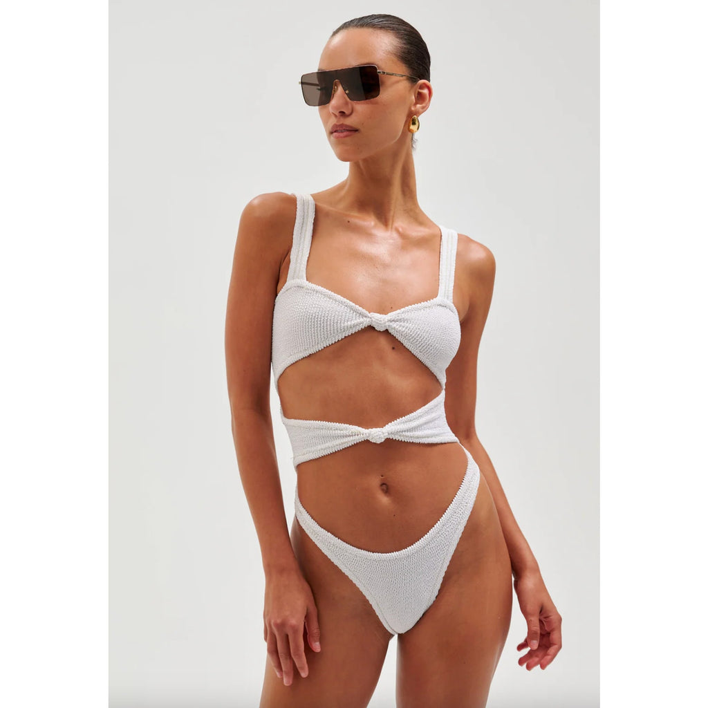Reina Olga x Ronny Kobo Corset Knot One Piece - White | Front view