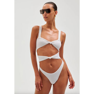 Ronny Kobo x Reina Olga Corset Knot One Piece in White