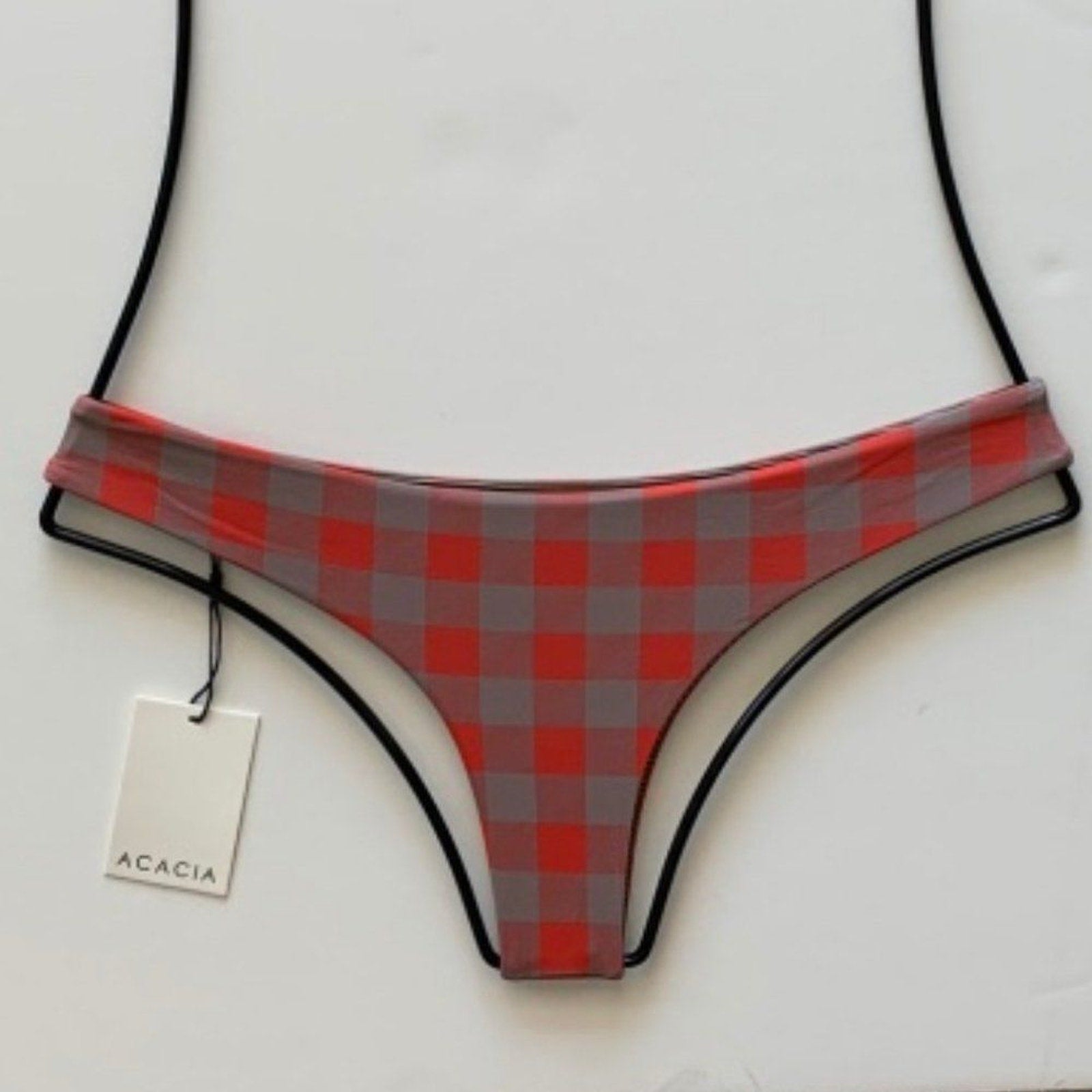 Acacia Swimwear Ho'okipa Bikini Bottom - Red Check Gingham | Back view