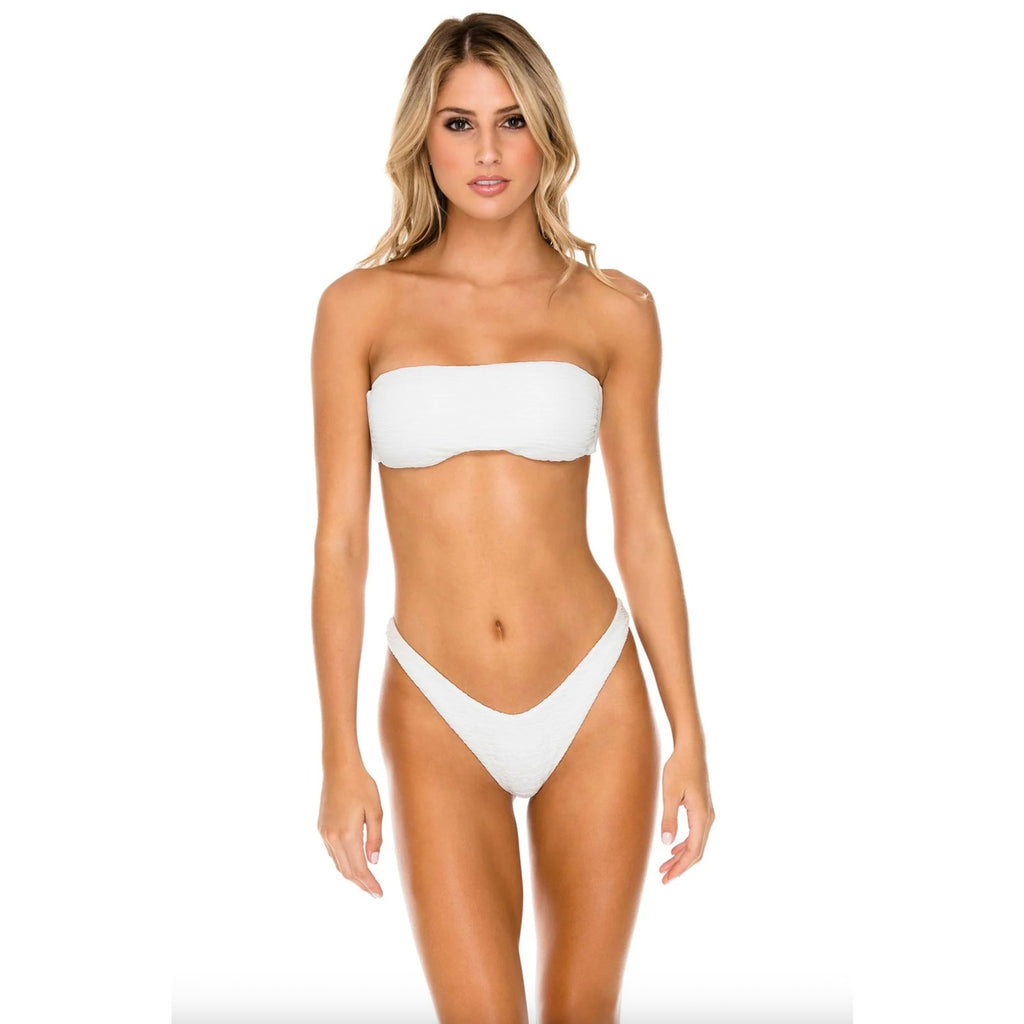 Luli Fama Buleria High Leg Brazilian Bikini Bottom – Ivory | Front view