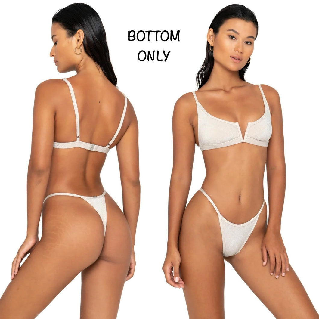Fae FAE Swim JONES Thong Bikini Bottom - Topaz - Minimal Coverage - Sustainable – PerfectKini