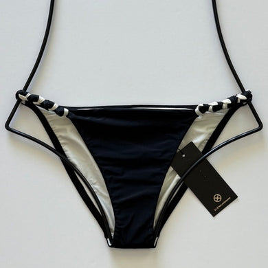 Vix ViX Swimwear Black White Solid KNOT Full Bottom Bikini  – PerfectKini