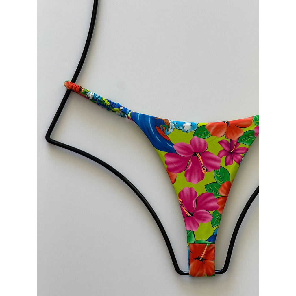 Frankies Bikinis Hope Floral Skimpy Bikini Bottom - Neon Surfer | Back view