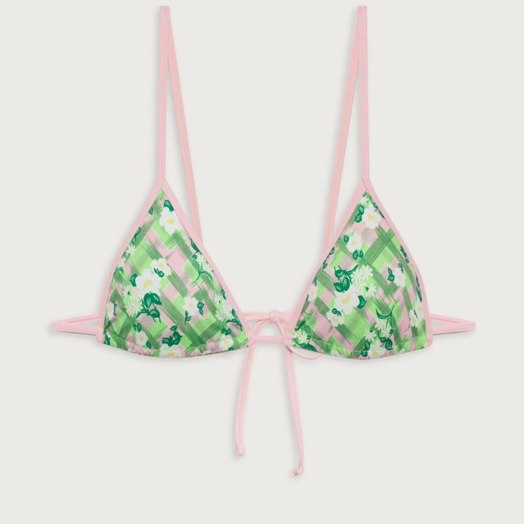 Frankies Bikinis Lumia Plaid Triangle Bikini Top - Baby Daisy | Alternate view
