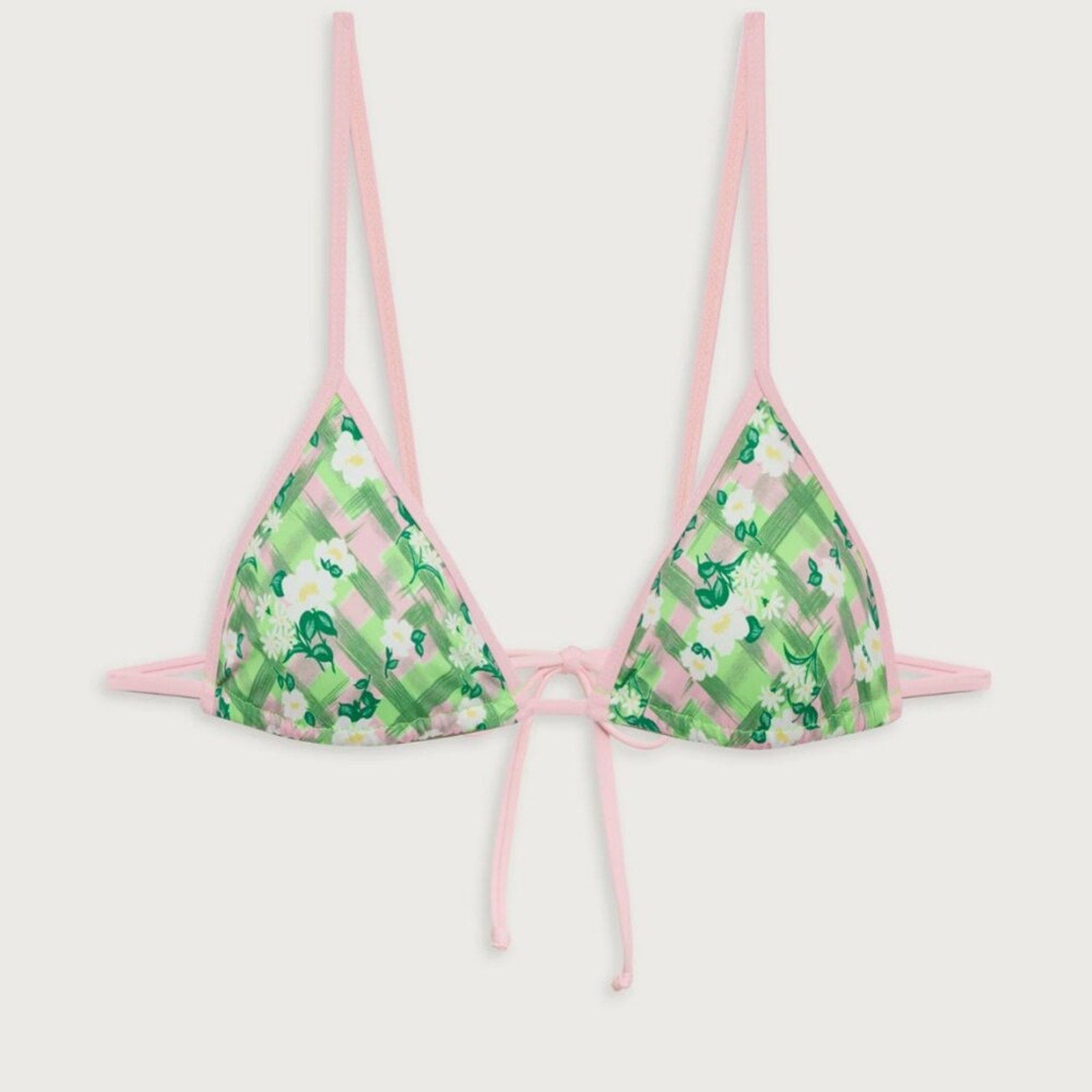 Frankies Bikinis Lumia Plaid Triangle Bikini Top - Baby Daisy | Alternate view
