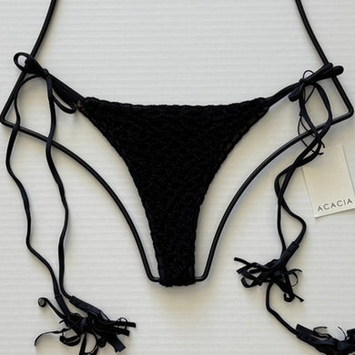 Acacia Swimwear Acacia Swimwear Lauie Crochet Bikini Bottom - Licorice - Tie Side - Size Small - NWT – PerfectKini