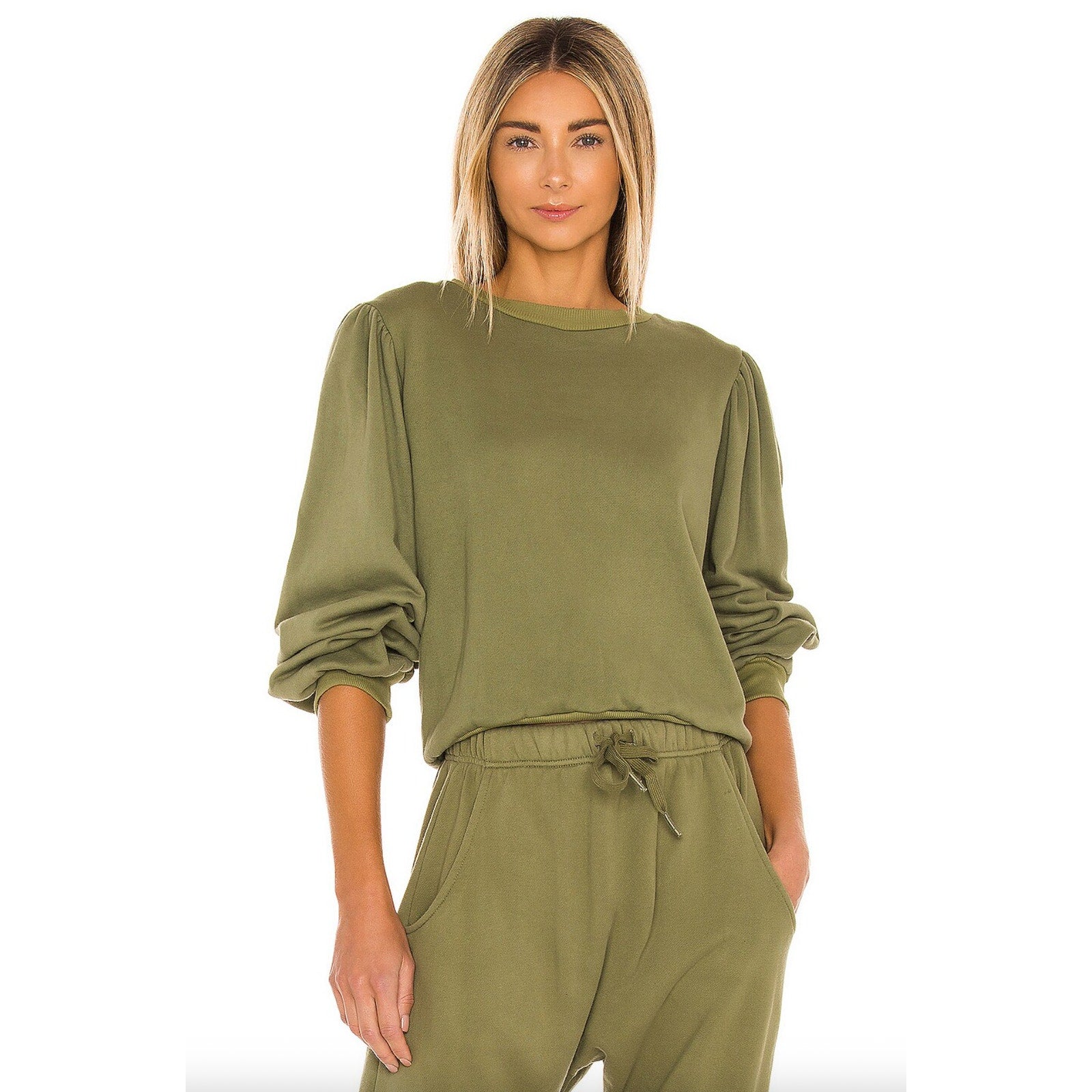 Acacia Swimwear Nora Organic Terry Sweat shirt - Basil | Front view