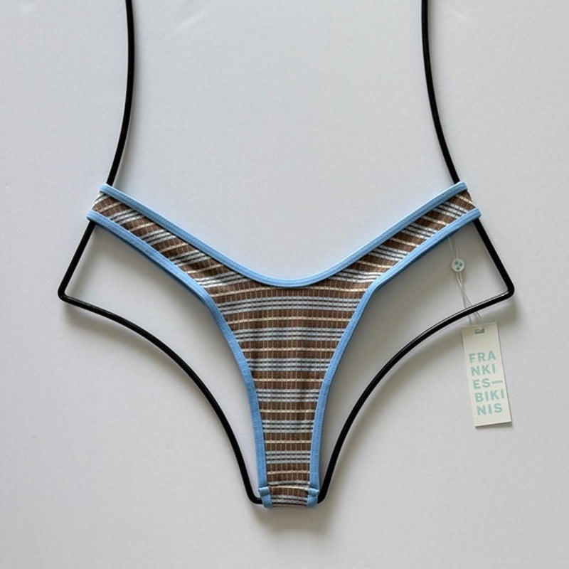 Frankies Bikinis Full Moon Striped Micro Bikini | Front view