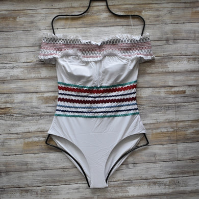 Red Carter Red Carter IN STITCHES Smocked Off Shoulder One Piece – PerfectKini