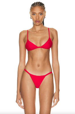Matteau Matteau Swim PETITE Bikini Top - Red - Classic Triangle - Adjustable Straps - C/D Cup – PerfectKini