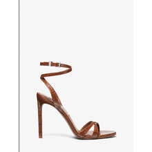 Michael Kors Collection Chrissy Crocodile Leather Sandal in Chestnut