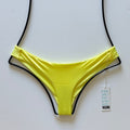 Frankies Bikinis Marina Satin Cheeky Bikini Bottom - Lemon Drop | Front view