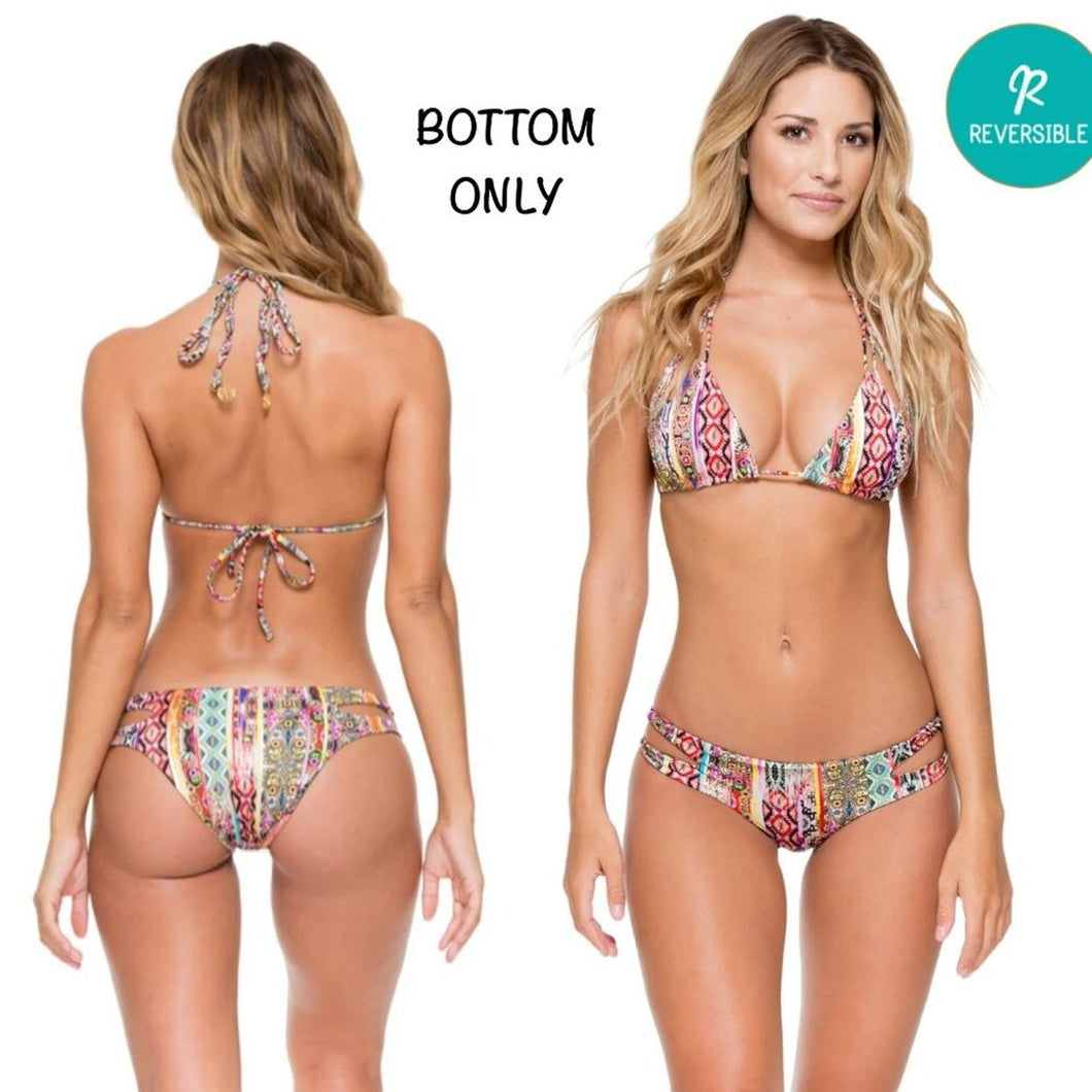 Luli Fama Luli Fama MY WAY Reversible Zig Zag Open Side Moderate Bikini Bottom – PerfectKini